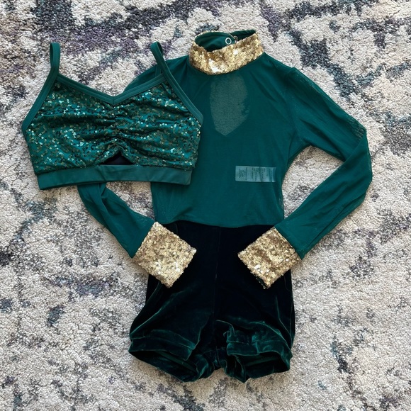Weissman Green Mesh Biketard Dance Costume - Picture 3 of 5